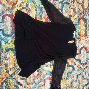 Elegant Black Lace Sleeve Top